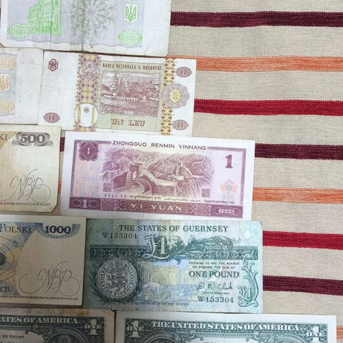 Used banknotes from various countries