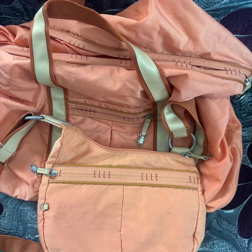 Set of large and small ELLE bags used, orange