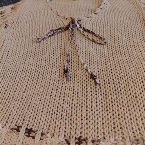 Knitted blouse new, beige with short sleeves