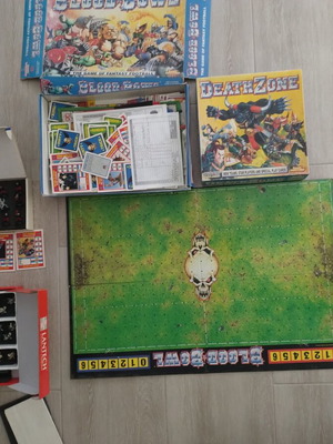 Warhammer Blood Bowl and Death Zone board games used with human and dwarf teams