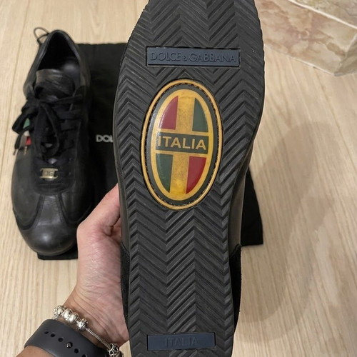 Dolce & Gabbana Italia low-top leather sneakers, black