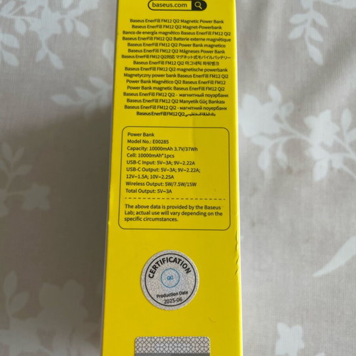 Baseus EnerFill FM12 portable battery new, 10000 mAh, magnetic Qi2