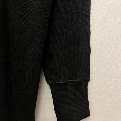 Parthenis wool long cardigan new, black with woven pattern