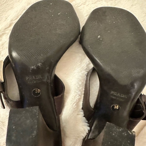 Prada mules with wooden heel, leather, size 38, like new