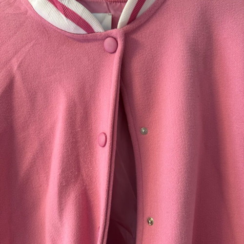 Lumina college jacket one size like new, white and pink