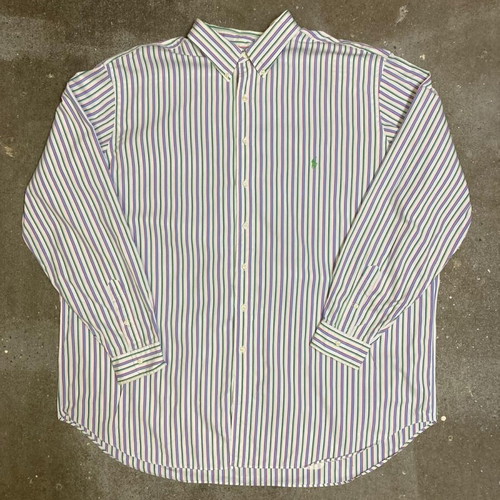 Ralph Lauren Fun Overhemd 3XL classic fit oxford pink green white pinstripe long sleeve shirt
