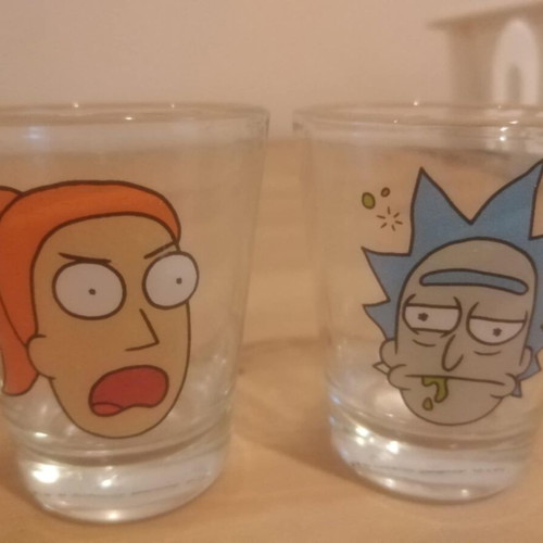 Rick and Morty shot glasses set of four like new