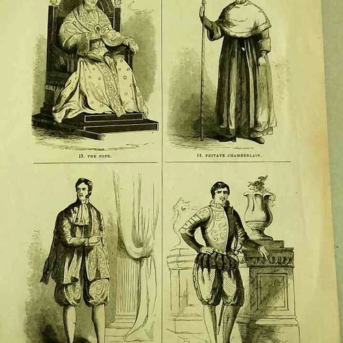 Ξυλογραφία 1854 με τον Πάπα και μέλη της παπικής αυλής