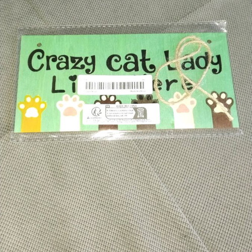 Rustic wooden sign "Crazy Cat Lady Lives Here" new