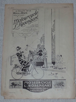 Moteurcycle L. Rosengart 1923 motorcycle advertisement used