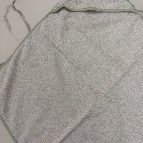Baby bathrobe white with pistachio trim used