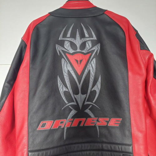Dainese leather jacket used, black with red, size 50