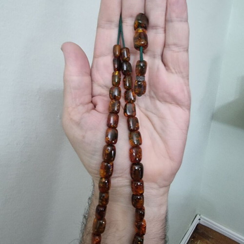 Komboloi from Elektron Baltic Amber mineral green with certification, like new