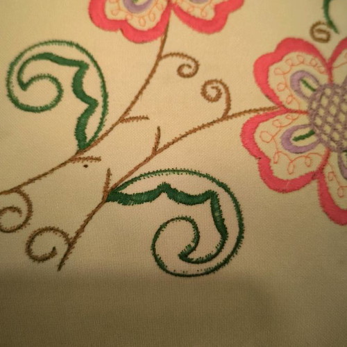 Handmade embroidered needlework with dimensions 38x35 cm