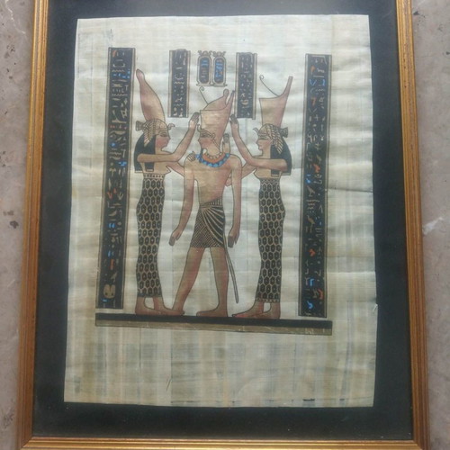 Papyrus from Egypt framed, used, set of 3