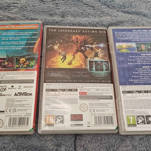 Switch game cases used, no games included