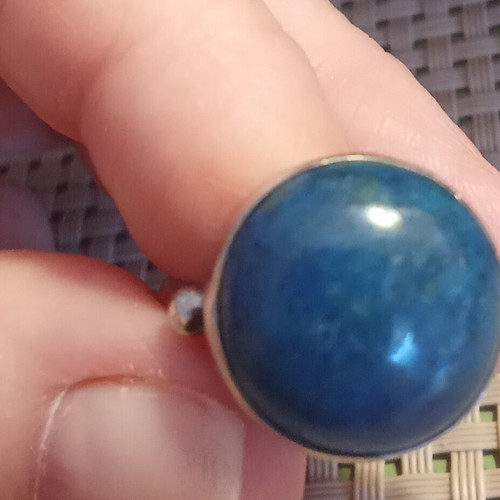 Handmade 925 Silver Ring with Natural Shattuckite Stone, Adjustable