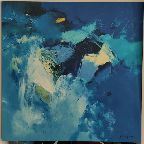 Bleu collectible oil print Bizart used on stretched canvas