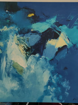 Bleu collectible oil print Bizart used on stretched canvas