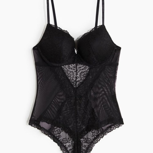 H&M sexy lace bodysuit black M-L