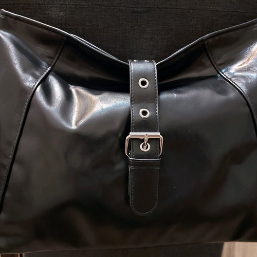 H&M shoulder bag black medium size shiny leatherette like new
