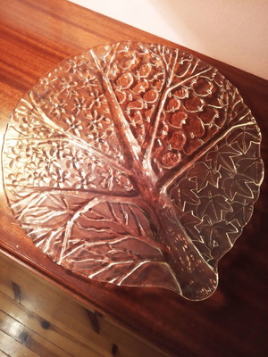 Crystal embossed serving platter 'The Four Seasons' like new
