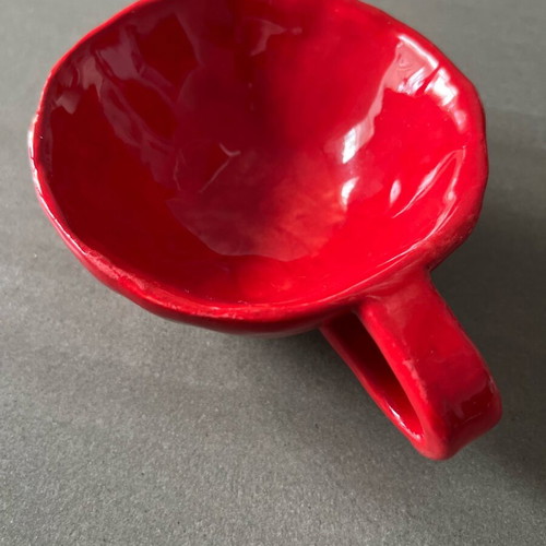 Vintage handmade ceramic red cup like new
