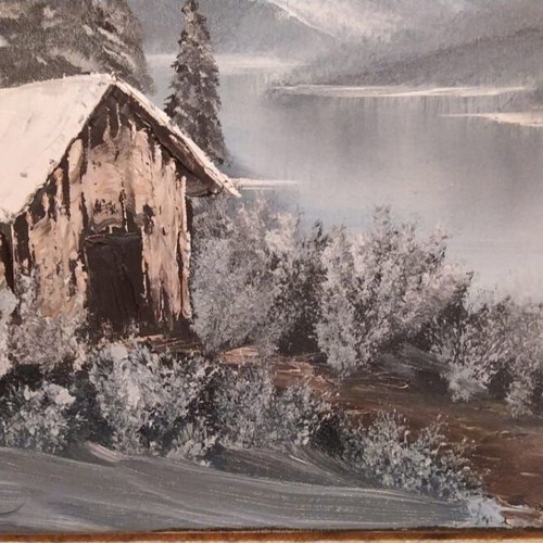 Oil painting on canvas winter landscape 45x60 cm like new