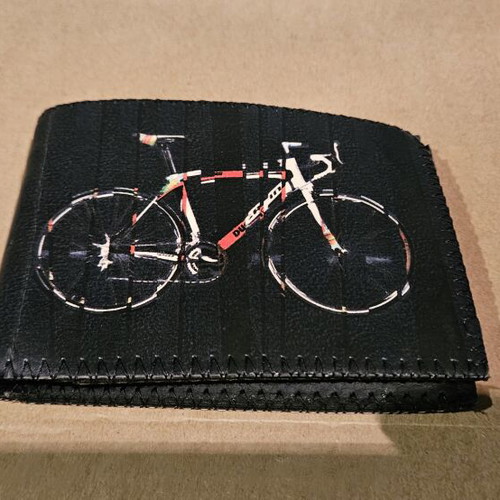 Wallet with bicycle design, black