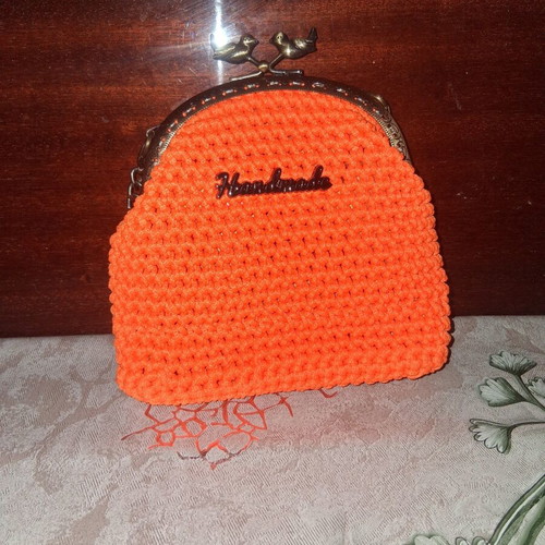 Knitted handbag new, orange color