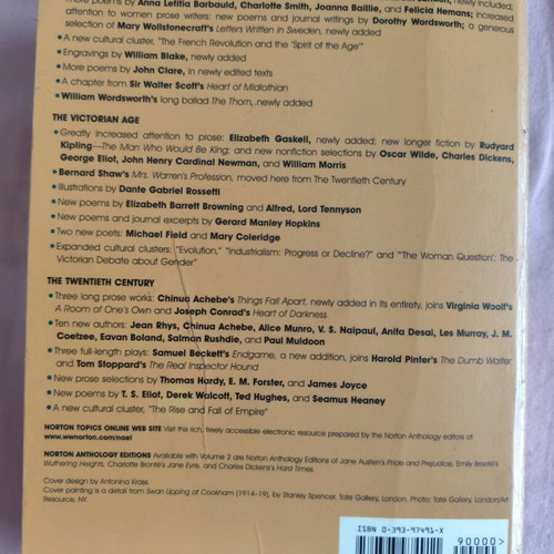 Norton English Literature Anthology 7th Edition used, 2 volumes