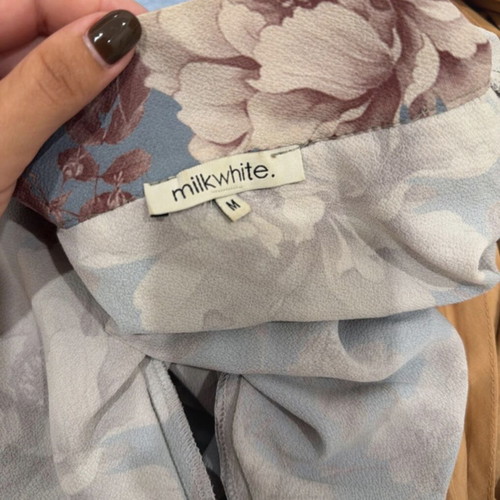 Milkwhite shirt, grey and blue, size M