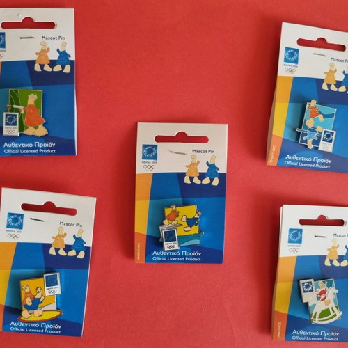 Pins Athens 2004 Mascot Sports new, set of 35 pieces