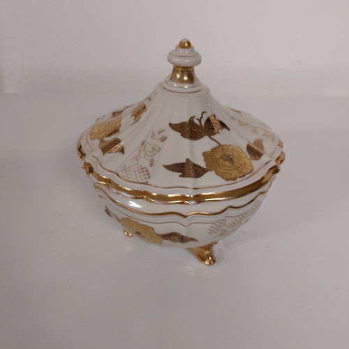 Porcelain fondantière used with handmade 24k gold painting 19×20 cm