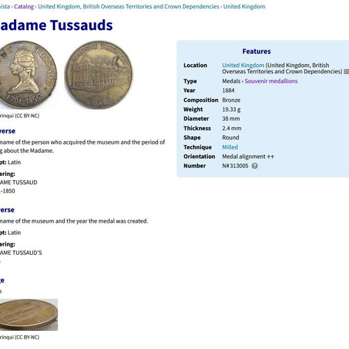 Madame Tussaud 1984 medal new
