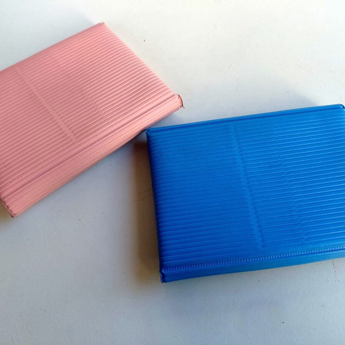 Greek-made school folder pencil cases, 1980s, two colors