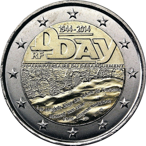 2 Euro commemorative coin France 2014 new, 70th anniversary D-Day