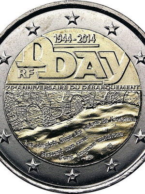 2 Euro commemorative coin France 2014 new, 70th anniversary D-Day