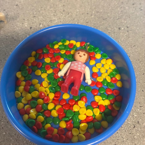 Playmobil babies set with high chair, bottle, toys, and play pool like new