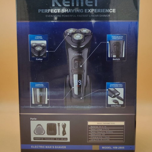 Kemei KM-2805 shaver like new with three heads