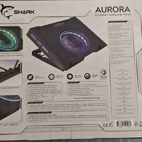 White Shark Aurora laptop cooler like new with 5 fans and lighting