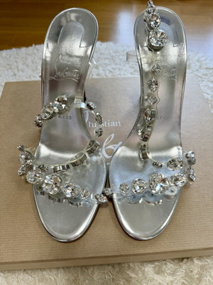 Christian Louboutin silver platform sandals like new, size 39.5