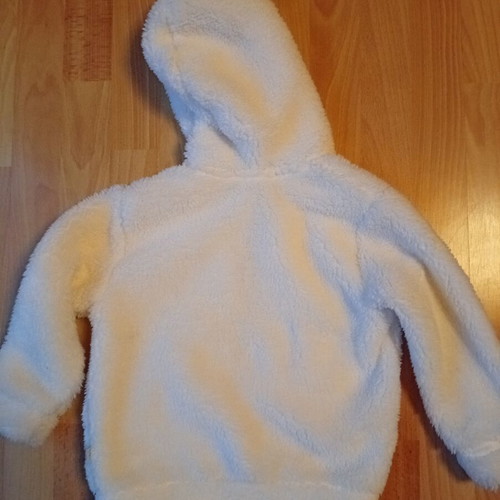 Benetton girls' fur jacket like new, size 4 years 104 cm, white