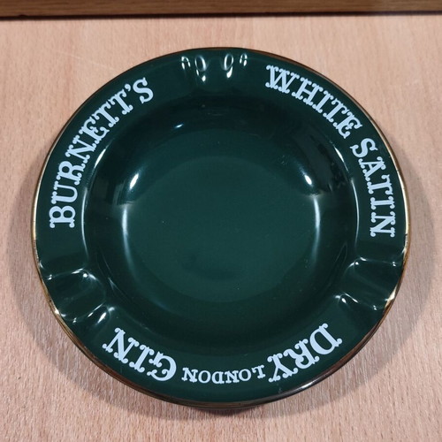 Burnett's Dry Gin ceramic ashtray like new