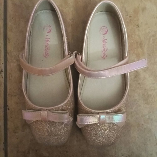 Ballerinas No 31 like new, rose gold with glitter and bow