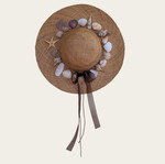 Handmade straw hat with seashells