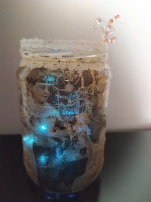 Decorative Christmas Vase Handmade with Decoupage Technique