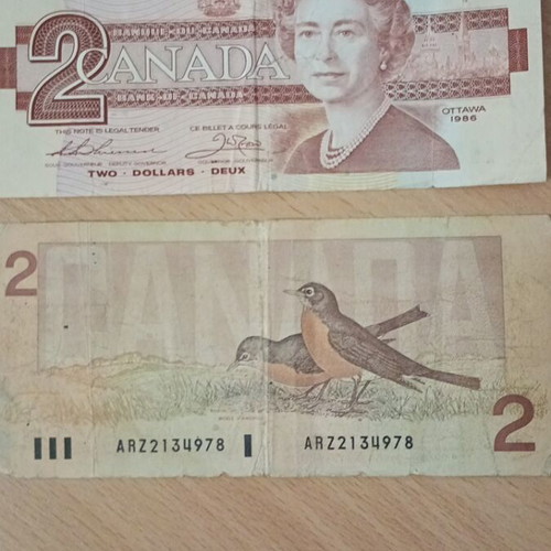 Canadian dollars 1986 used, set of two withdrawn