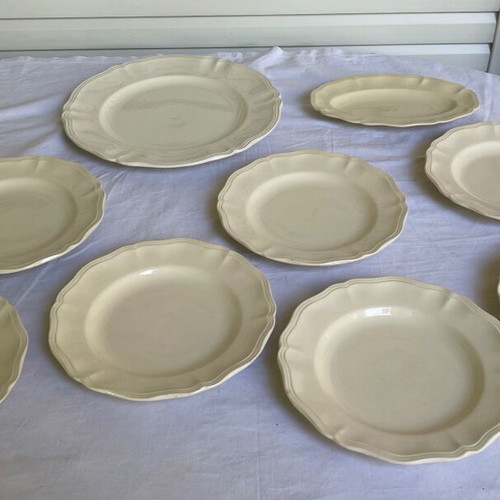 Digoin & Sarreguemines set used, 7 plates, large platter, appetizer dish
