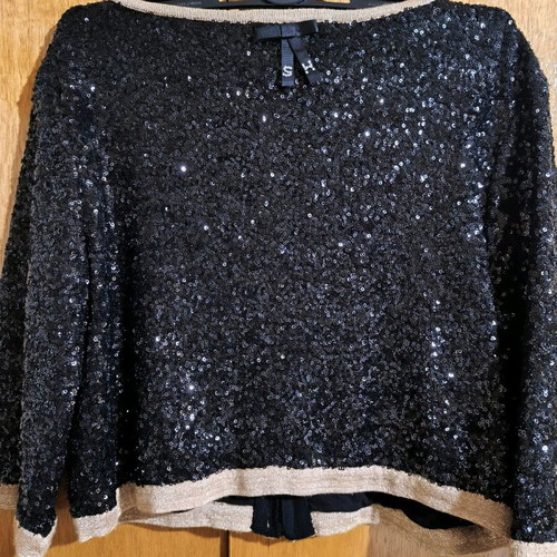Bolero with sequins new, gold-black, size S